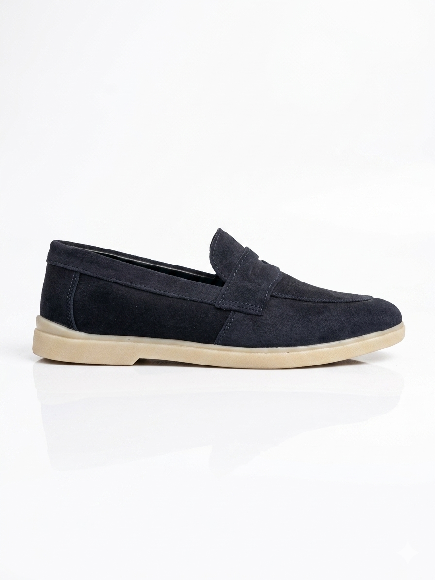 Pepe Cot London Men's Navy Blue Suede Penny Loafers
