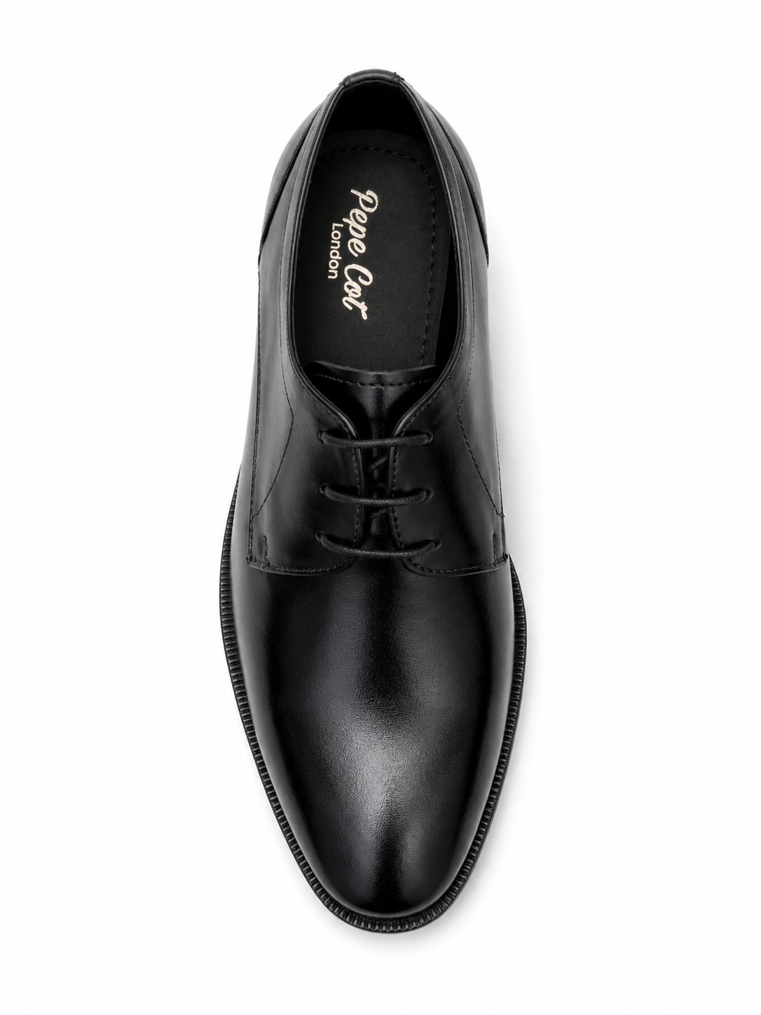 Pepecot London Premium Leather Black Formal Derby Shoes | Classic Lace-Up Dress Shoes for Office, Business Meetings, and Weddings