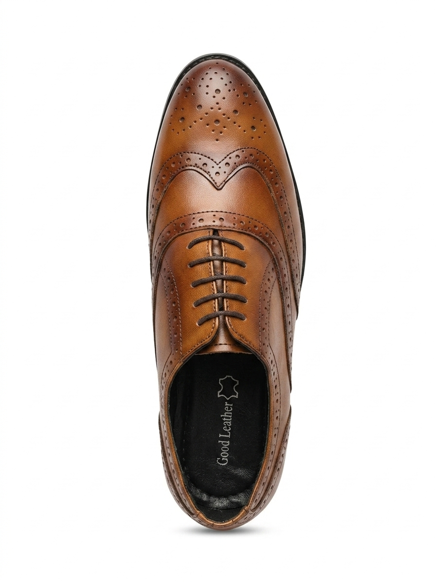 Foreign Shoes Men’s Premium Hand-Finished Crust Leather Brogue Oxfords with Durable Hard Sheet Sole