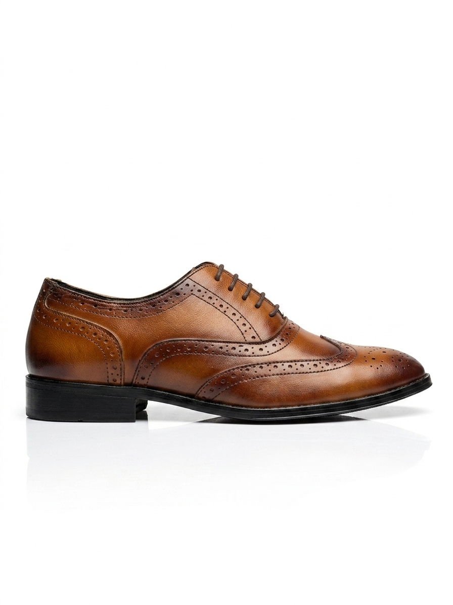 Foreign Shoes Men’s Premium Hand-Finished Crust Leather Brogue Oxfords with Durable Hard Sheet Sole