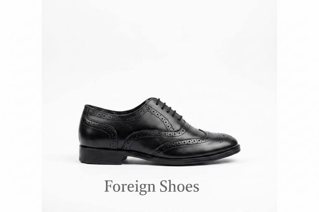 Pepecot London Premium Black Leather Wingtip Brogue Shoes - Classic Formal Lace-Up